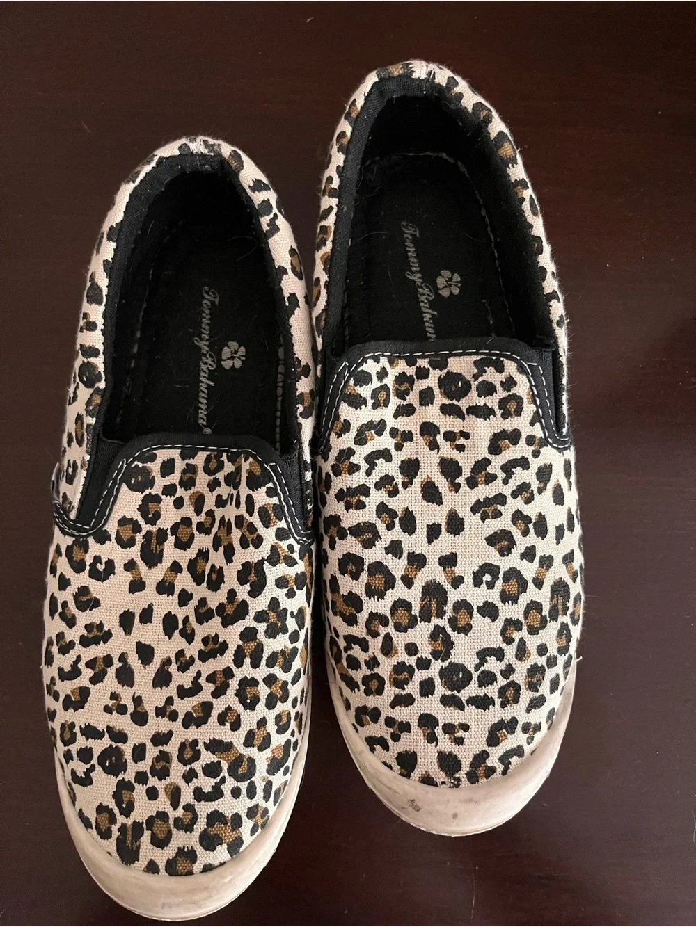 Tommy Bahama Leopard Print Slip-On Flats - Tan/Black